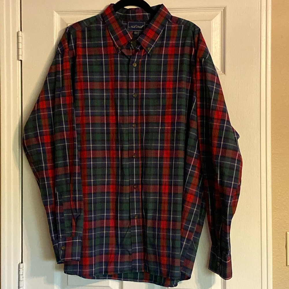 Nob Hill Men's Scotch Tartan Plaid Button Down Long Sleeve Shirt XXL